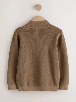 Best Next Marron chocolat - Pulls à encolure zippée texturé en maille (3-16ans)