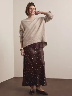 Best Next Marron chocolat/Cream à pois - Jupe Midi Satin