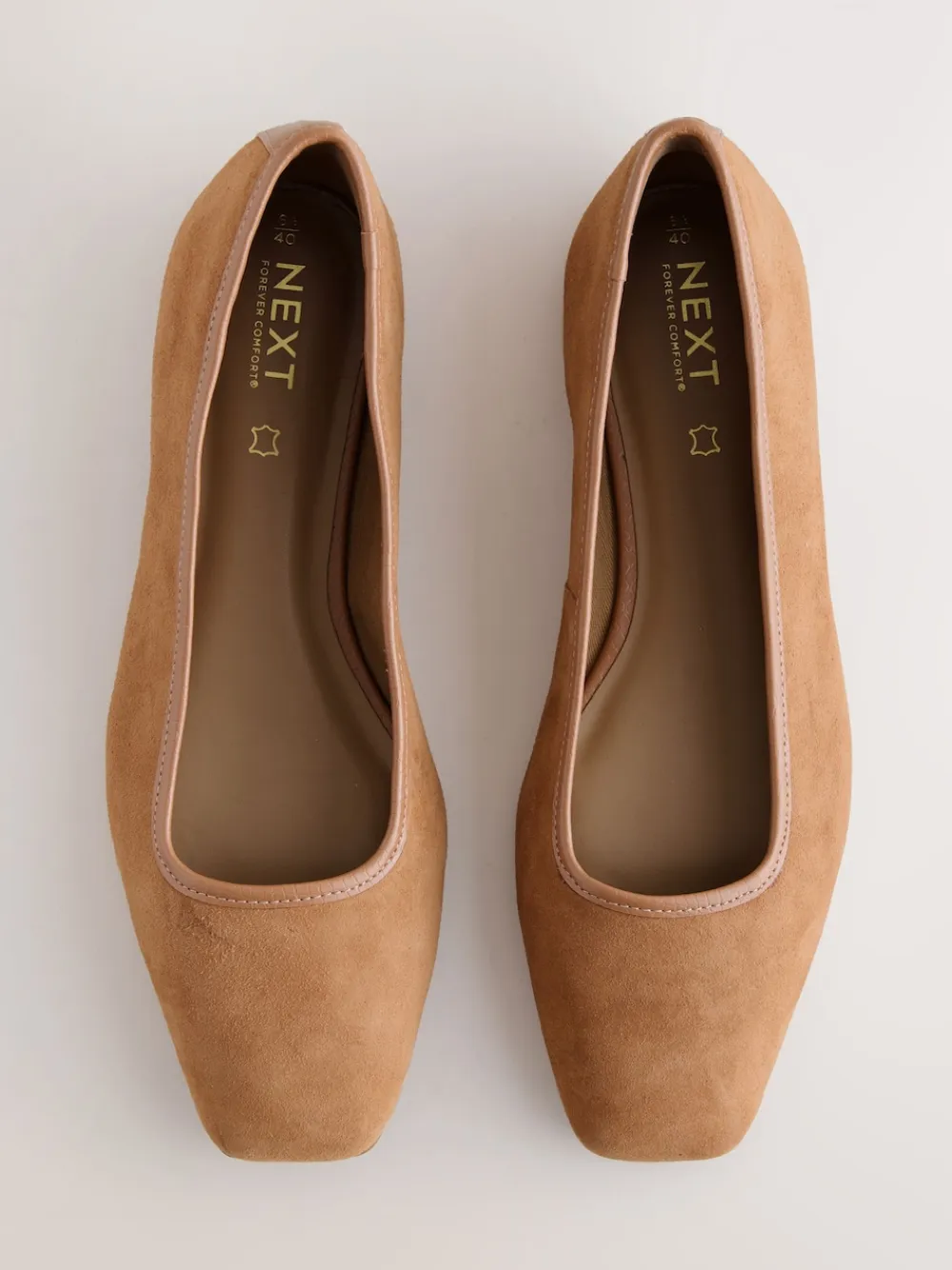 Best Next Marron fauve - Ballerines Forever Comfort® en cuir à bout carré