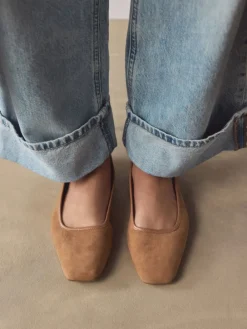 Best Next Marron fauve - Ballerines Forever Comfort® en cuir à bout carré