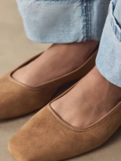 Best Next Marron fauve - Ballerines Forever Comfort® en cuir à bout carré