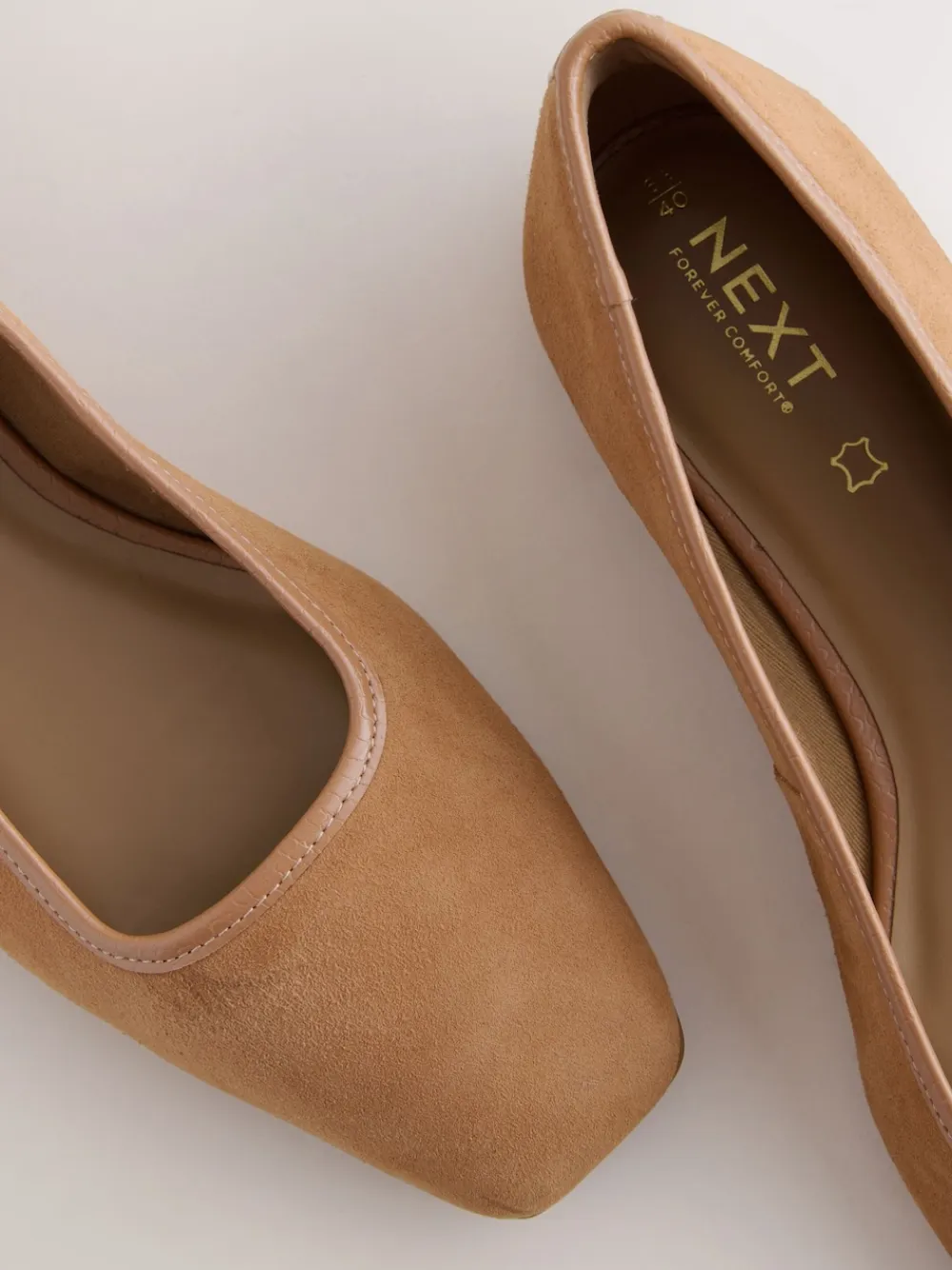 Best Next Marron fauve - Ballerines Forever Comfort® en cuir à bout carré