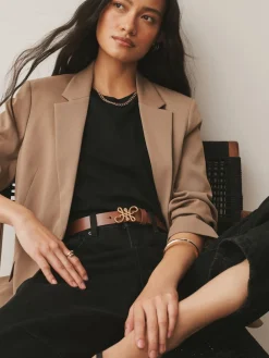 Best Next Marron fauve - Ceinture Regular Statement en cuir à boucle