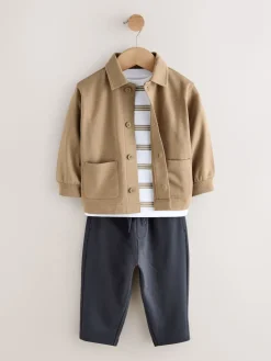 Best Next Marron fauve - T-shirt chemise et Joggings en jersey Ensemble 3 Pieces (3mois-7ans)