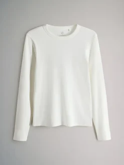 Clearance The Set - 5 Lot Manches longues côtelées T-shirt Marron/Rose/Blanc/Rayure