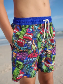 Best Next - Shorts de bain (3-16yrs) Minecraft bleu marine