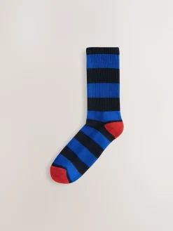Sale Next Motif à rayures riche bleu/vert/rouge - Lot de 4 chaussettes de sport