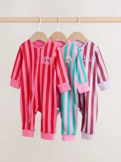 Best Next Multi Stripe (Multi Stripe) - Combinaisons de nuit à fermeture éclair pour bébés 3 Pack (0mths-3yrs)