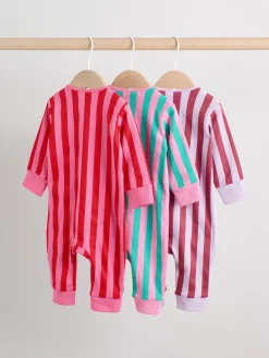 Best Next Multi Stripe (Multi Stripe) - Combinaisons de nuit à fermeture éclair pour bébés 3 Pack (0mths-3yrs)
