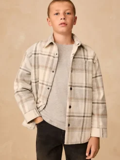 Clearance Next Neutre à carreaux doublé de borg - Veste-chemise doublée (3-16ans)