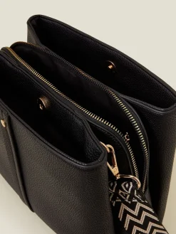 Accessorize Noir - Faux Leather Webbing Strap Sac à bandoulière|Femme Sacs Et Sacs À Main