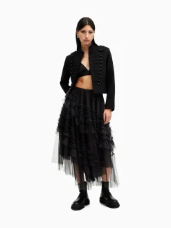 All Saints Noir - Allsaints Jen Tulle Jupes|Femme Jupes
