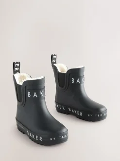 Baker by Ted Baker Noir - bottes de bien-être doublées de fausse fourrure garçon| Bottes De Pluie