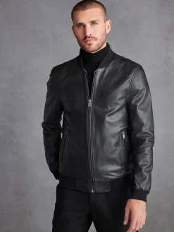 Sale Next Noir - Blouson aviateur Signature en cuir