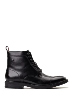 Base London Noir - Bottes Plymouth à Embout|Homme Bottes|Chaussures Habillées