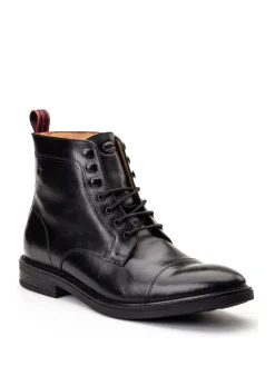 Base London Noir - Bottes Plymouth à Embout|Homme Bottes|Chaussures Habillées