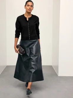 Best Next - Cardigan ajusté ultra-doux à col rond en laine Noir