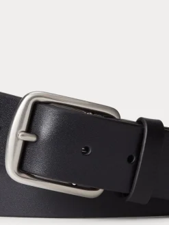 Discount Polo Ralph Lauren Noir - Ceinture Saddle en cuir avec logo