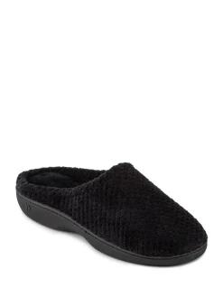 New Totes - Chaussons mules Isotoner Popcorn Terry Noir