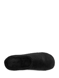 New Totes - Chaussons mules Isotoner Popcorn Terry Noir