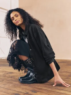 Best Next - Chemises oversize en Denim Noir