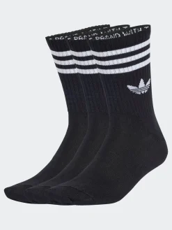 Clearance adidas originals - Col rond - 3-Rayures Chaussettes Col rond 3 paires Noir