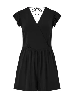 Best Pour Moi Noir - Combinaison de plage en jersey extensible à volants