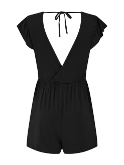 Best Pour Moi Noir - Combinaison de plage en jersey extensible à volants