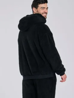 Loungeable Noir - Haut lounge à capuche sherpa|Homme Sweats Et Sweats À Capuche|Sweats Et Sweats À Capuche