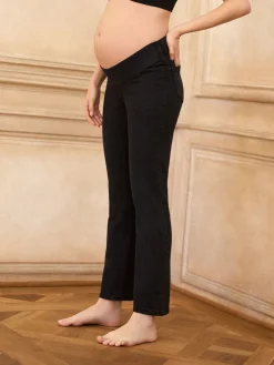 Seraphine Noir - Jean de Grossesse Underbump Coupe ajustée en tissu bio haut de gamme|Femme Jean|Maternité
