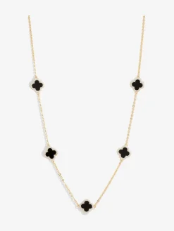 Clearance Jon Richard Noir - Plaqué et Jets Collier de trèfles de station