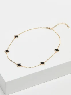 Clearance Jon Richard Noir - Plaqué et Jets Collier de trèfles de station