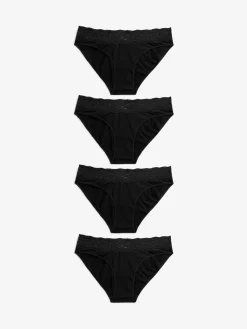 Clearance Next - Lot de 4 culottes en coton et dentelle Noir
