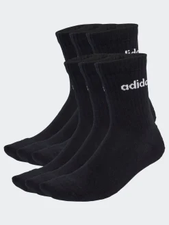 adidas Noir - Lot de 6 paires de chaussettes Linear Crew rembourrées|Homme Chaussettes|Chaussettes