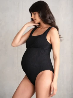Discount Seraphine Noir - Maillot de bain de Grossesse Texturé
