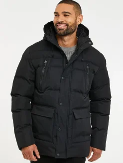 New Threadbare Noir - Manteau bouffant imperméable à capuche de