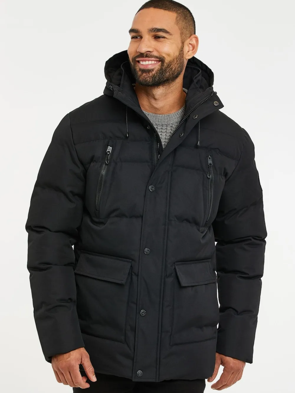 New Threadbare Noir - Manteau bouffant imperméable à capuche de