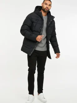 New Threadbare Noir - Manteau bouffant imperméable à capuche de
