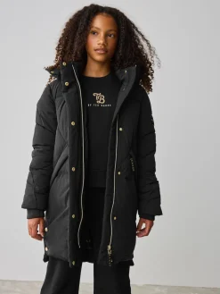 New Baker by Ted Baker Noir - Manteau matelassé long imperméable fille
