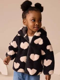 Best Next Noir à motif cœur - Polaire zippée (3mois-7ans)