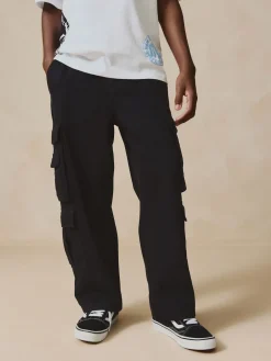 Outlet Next Noir - Pantalon cargo en coton tissé en sergé (3-16ans)
