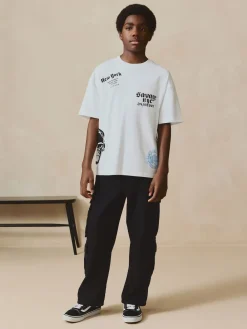 Outlet Next Noir - Pantalon cargo en coton tissé en sergé (3-16ans)