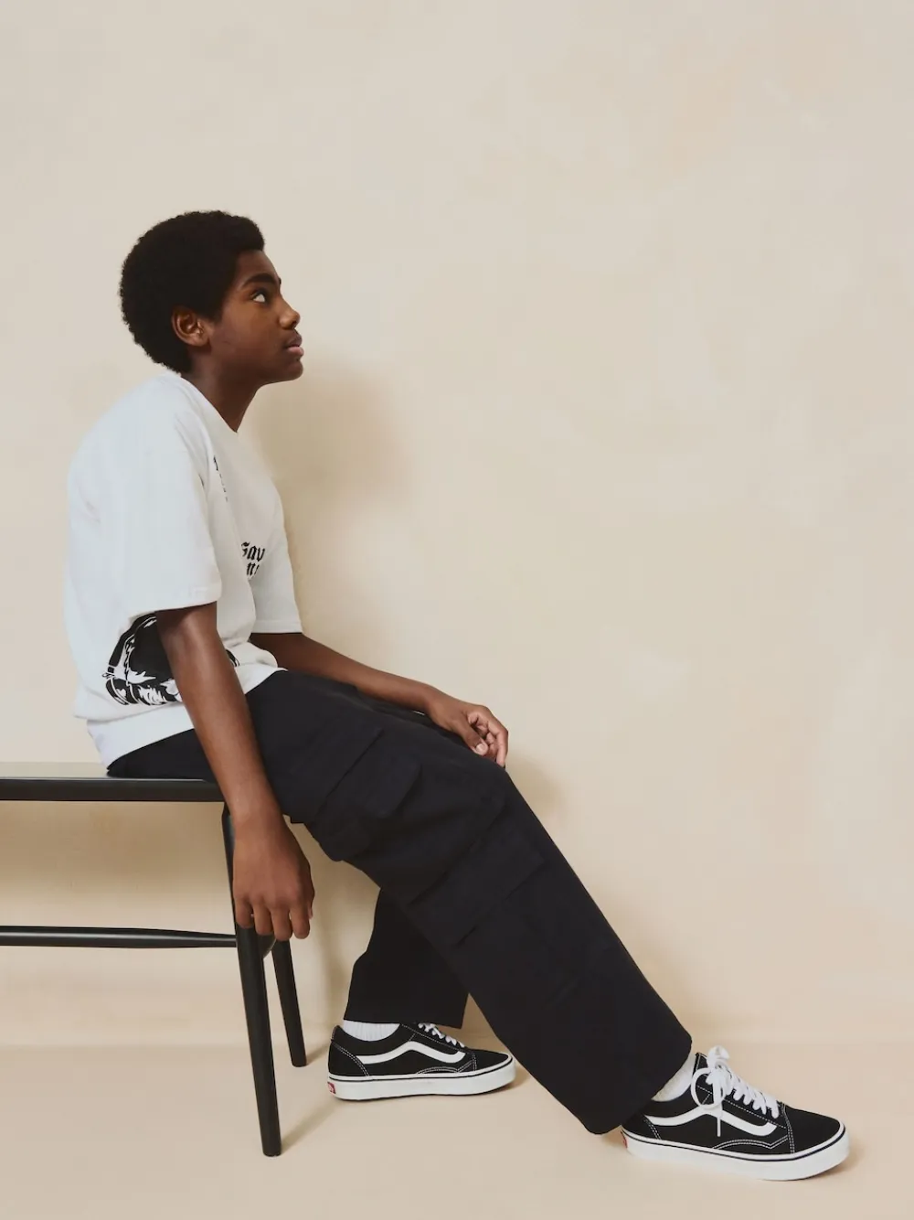 Outlet Next Noir - Pantalon cargo en coton tissé en sergé (3-16ans)