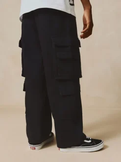 Outlet Next Noir - Pantalon cargo en coton tissé en sergé (3-16ans)