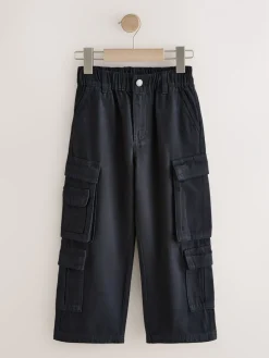 Outlet Next Noir - Pantalon cargo en coton tissé en sergé (3-16ans)