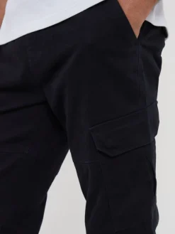 Threadbare Noir - Pantalon cargo style jogger en coton stretch|Homme Joggings
