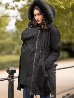 Seraphine Noir - Parka de Grossesse et de portage Premium Sub-Zero rembourrée en duvet 3en1|Femme Manteaux Et Vestes|Maternité