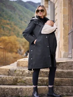 Online Seraphine Noir - Parka de maternité et de bébé 3 en 1 avec doublure en imitation peau de mouton