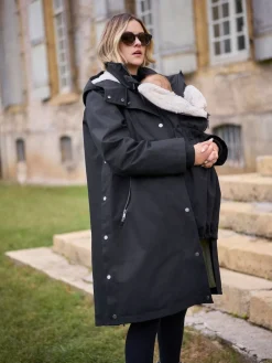Online Seraphine Noir - Parka de maternité et de bébé 3 en 1 avec doublure en imitation peau de mouton