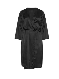 Yours Curve Noir - Peignoir en satin|Femme Robes De Chambre
